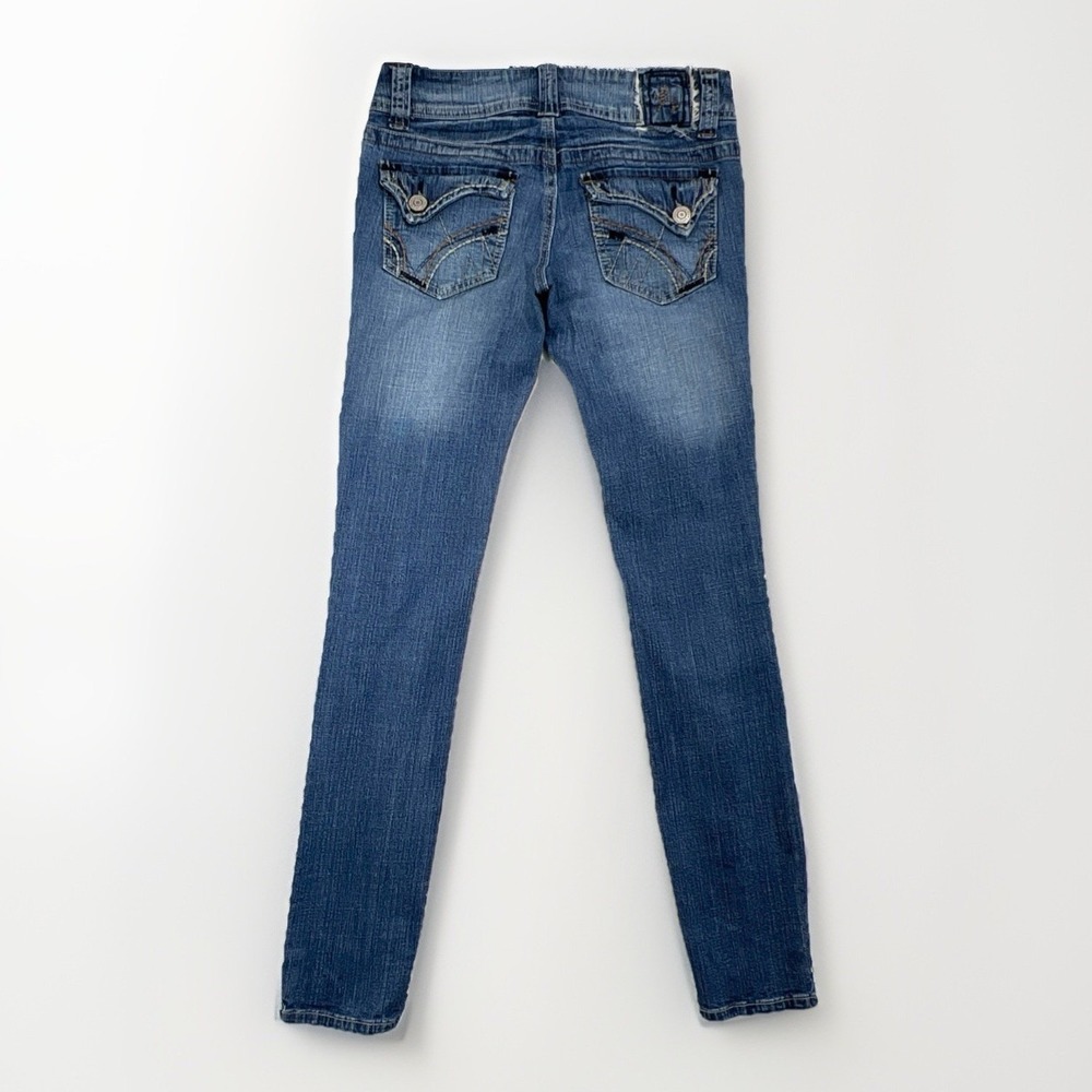 Hydraulic Jeans Distressed Ultra Super Skinny Low Rise Juniors 1/2 Blue - Picture 3 of 16